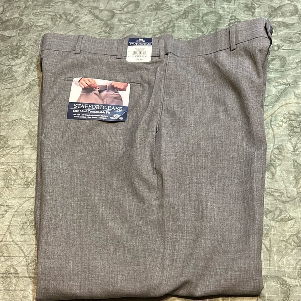 NWT Stafford-Ease Mid Gray Dress Pants W 40 In 30